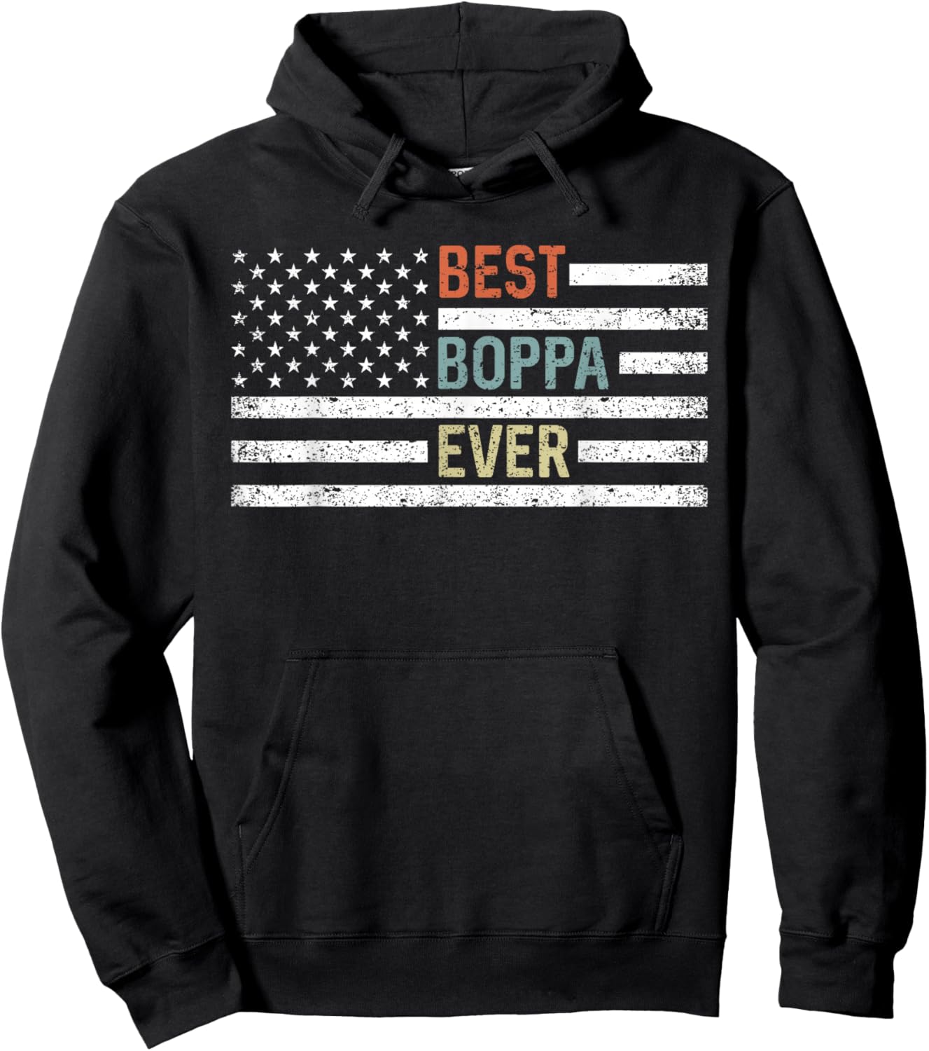 Best Boppa Ever American US Flag Funny Father's Day Hoodie - Hoodie | Black