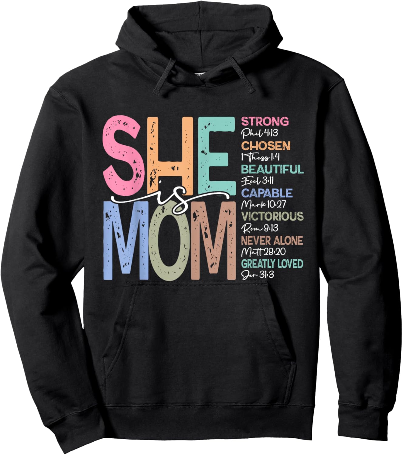 She is Mom Christian Mom Bible Verse Mother's Day Women Hoodie - Hoodie | Black