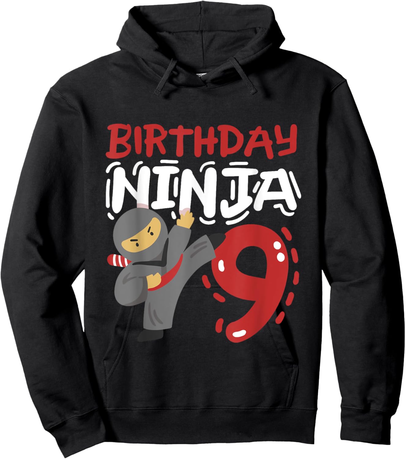 Birthday Ninja 9 Years Old Karate Kids 9th Birthday Boys Hoodie - Hoodie | Black