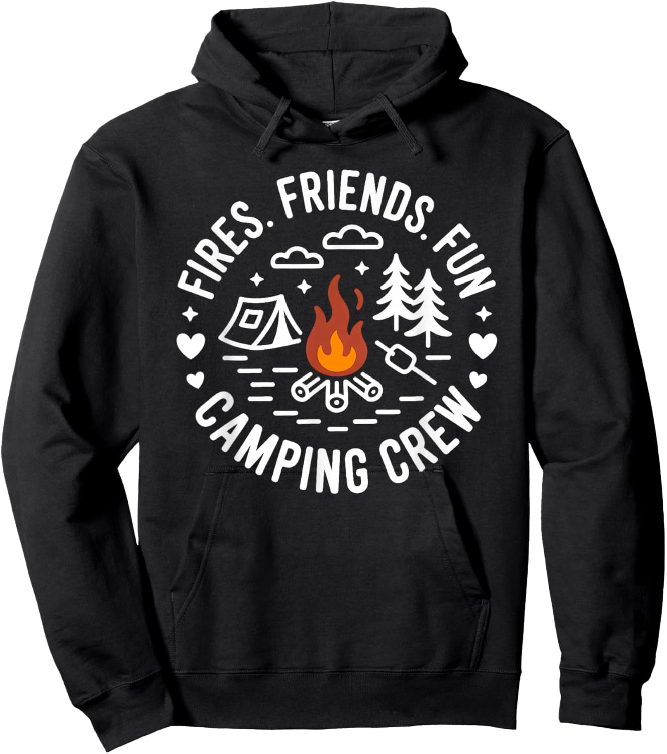Fires Friends Fun Camping Crew Camper Hoodie - Hoodie | Black