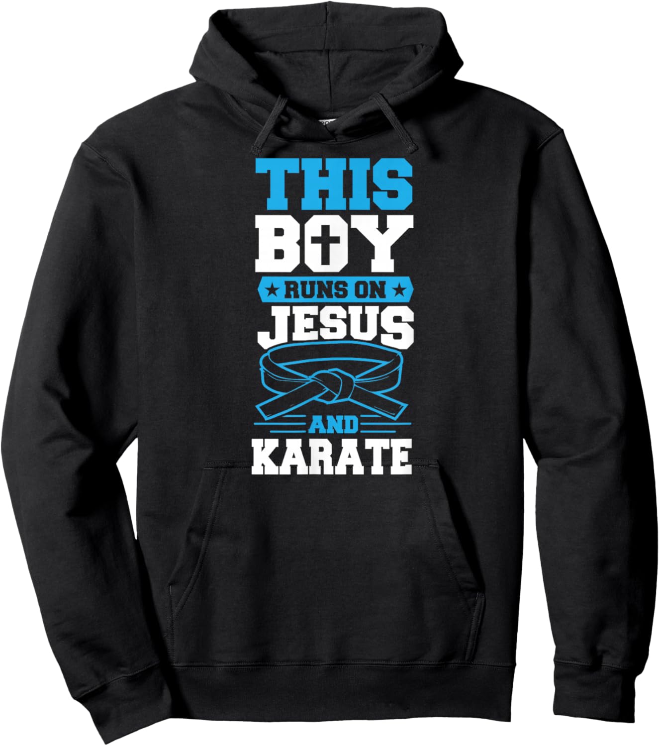 Ce garçon Court sur Jésus et Karaté Hoodie - Hoodie | Black