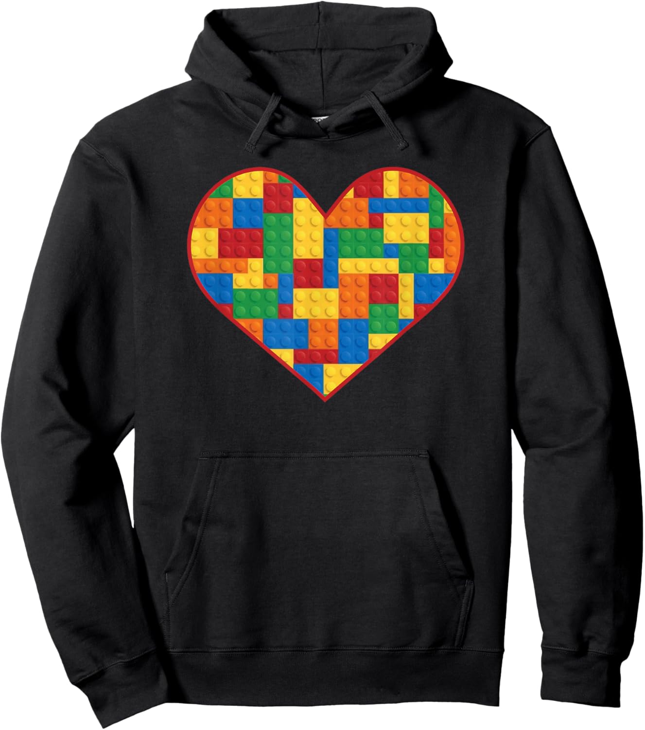 Block Building Heart Love Brick Building Builder Hoodie - Hoodie | Black