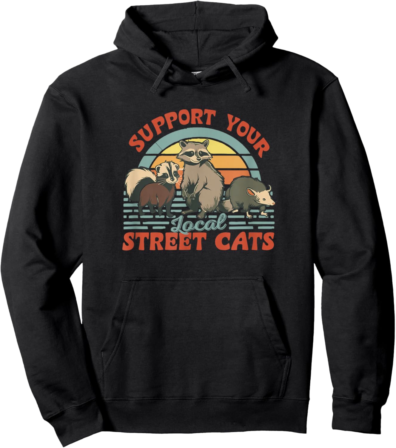 Support Your Local Street Cats Funny Retro Wildlife Lover Hoodie - Hoodie | Black