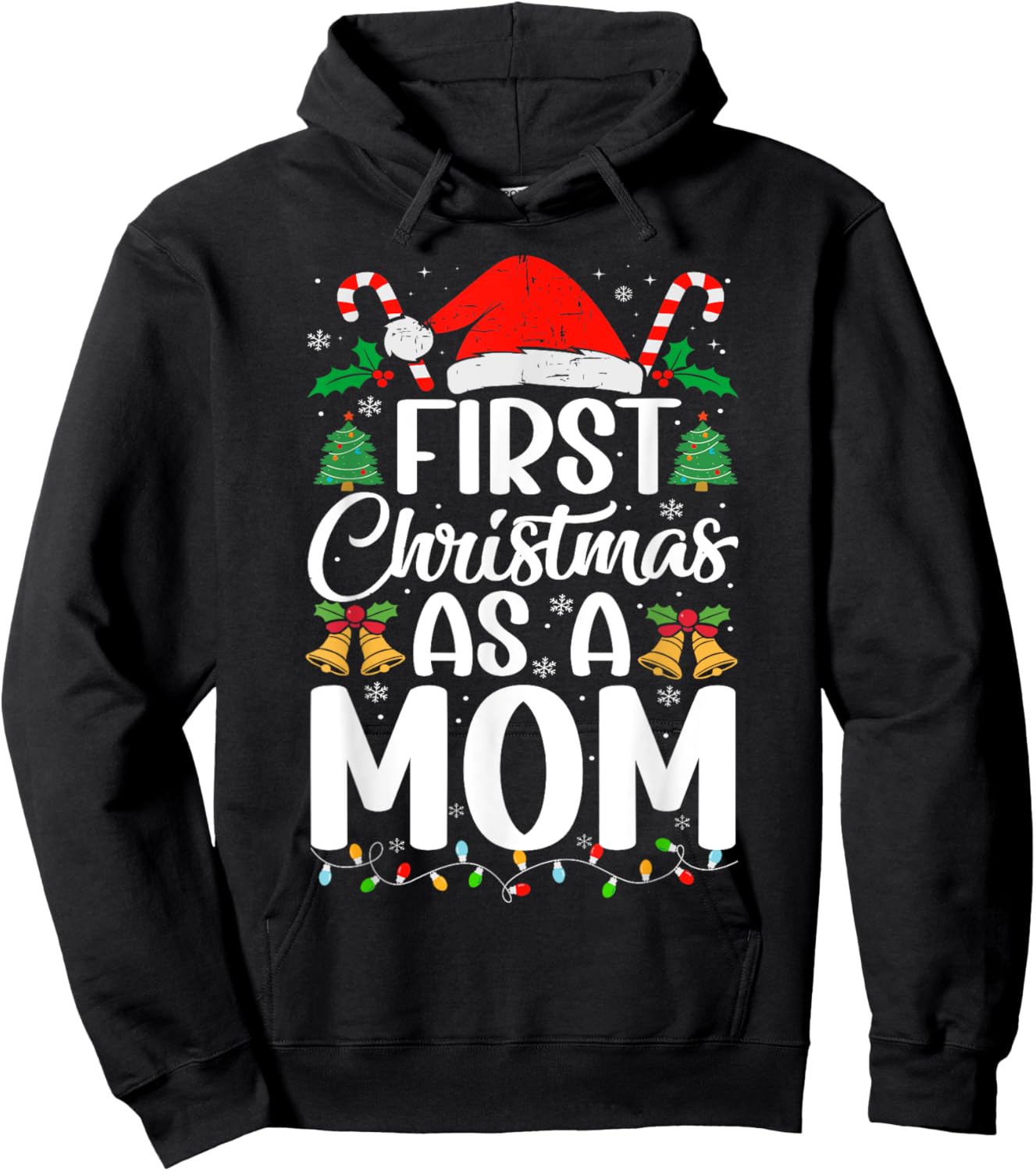 First Christmas as a Mom Family Matching 1st Christmas Hoodie - Hoodie | Black