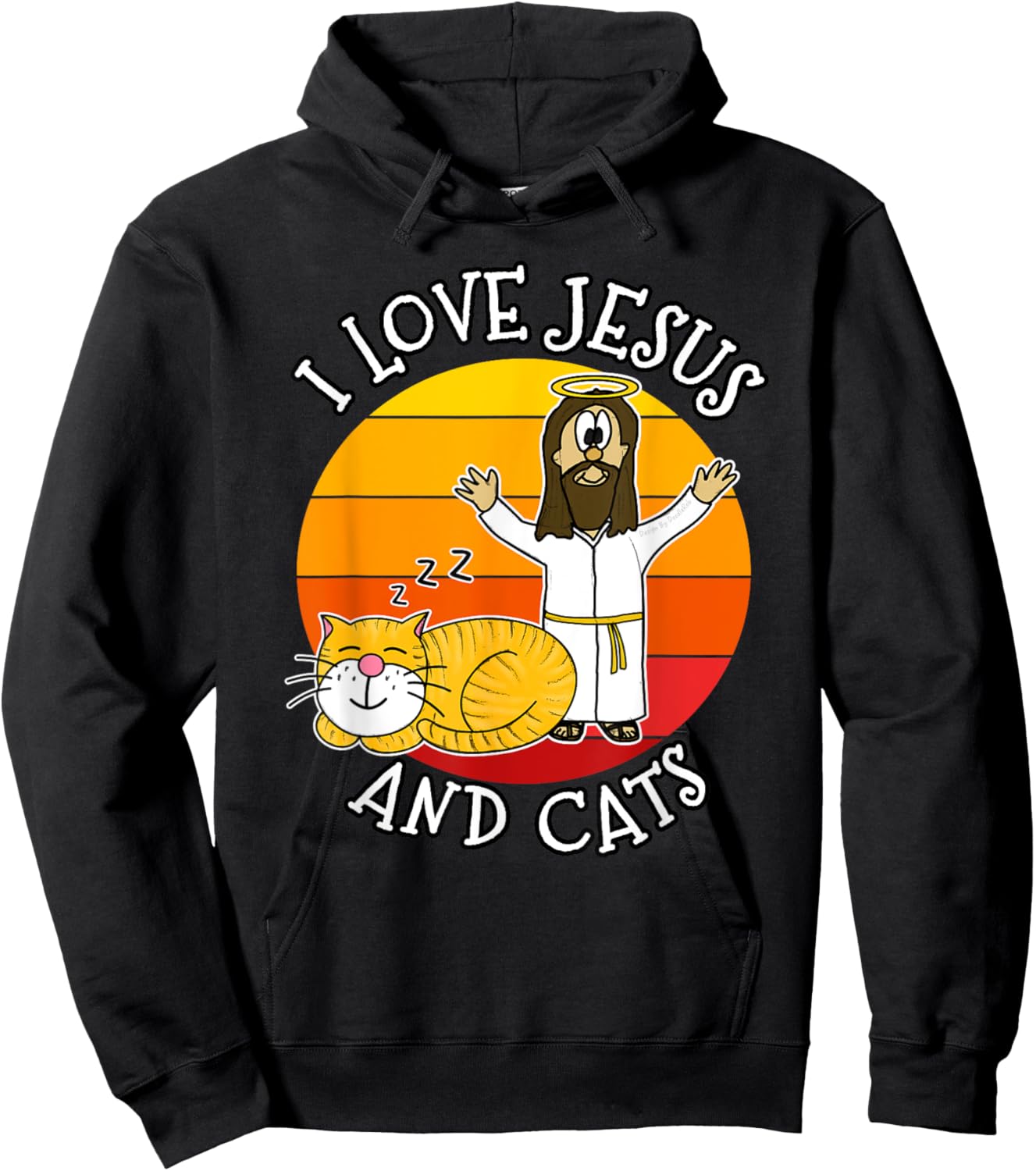 I Love Jesus and Cats, Christian Cat Lover Church Funny Men Women Kids Hoodie - Hoodie | Black