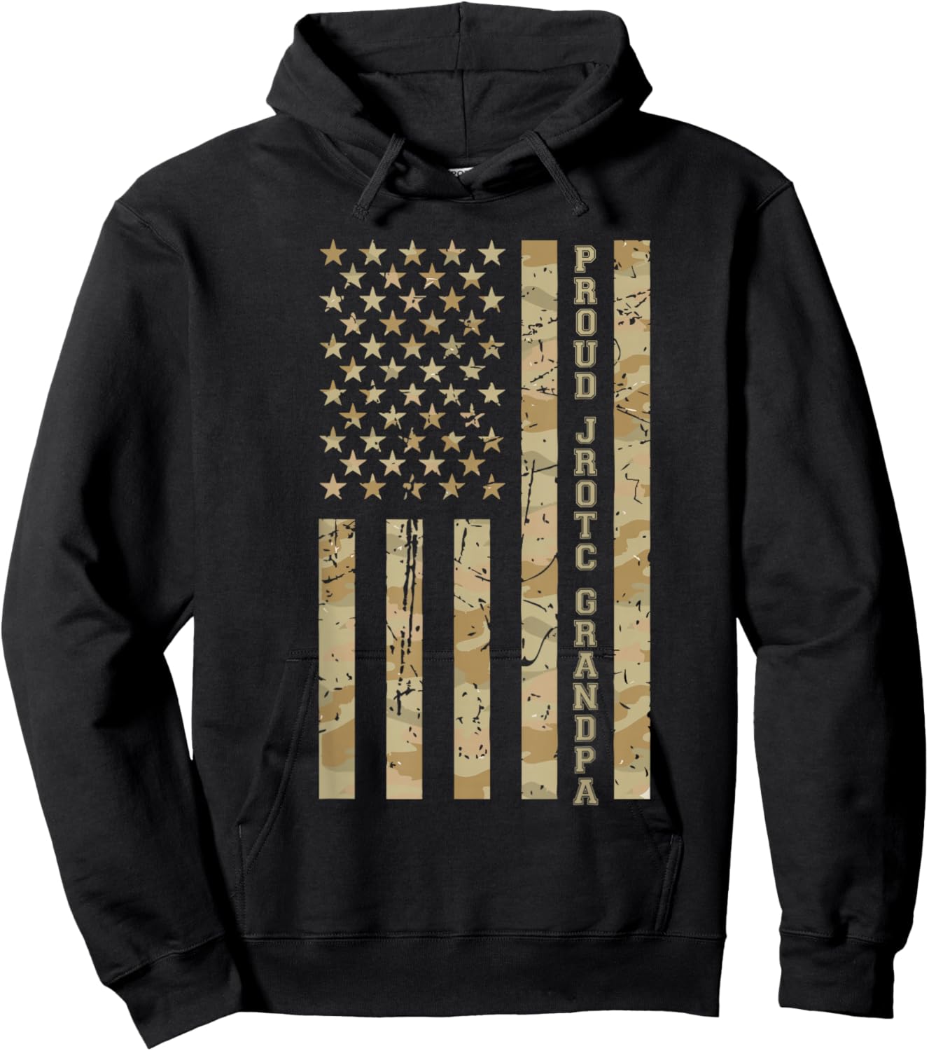 Proud JROTC Grandpa Military Family Desert Camo American Hoodie - Hoodie | Black