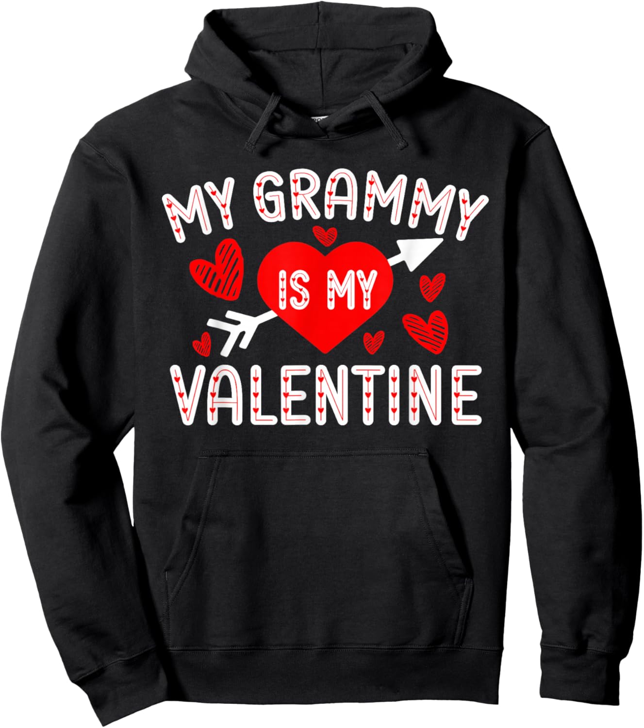 My Grammy Is My Valentine Cute Heart Valentine's Day Hoodie - Hoodie | Black