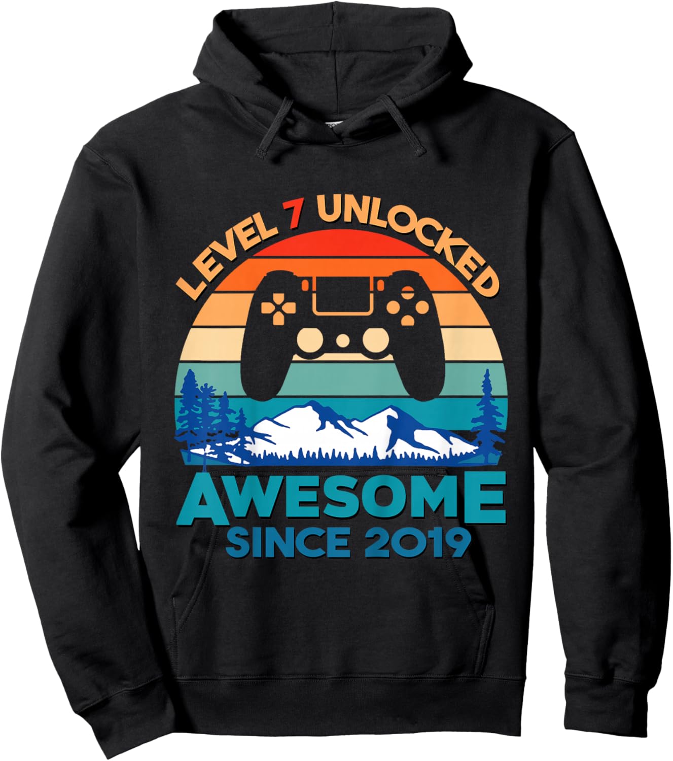 Kids Level 7 Unlocked 7th Birthday Boy Game Turning 7 Year Old Hoodie - Hoodie | Black