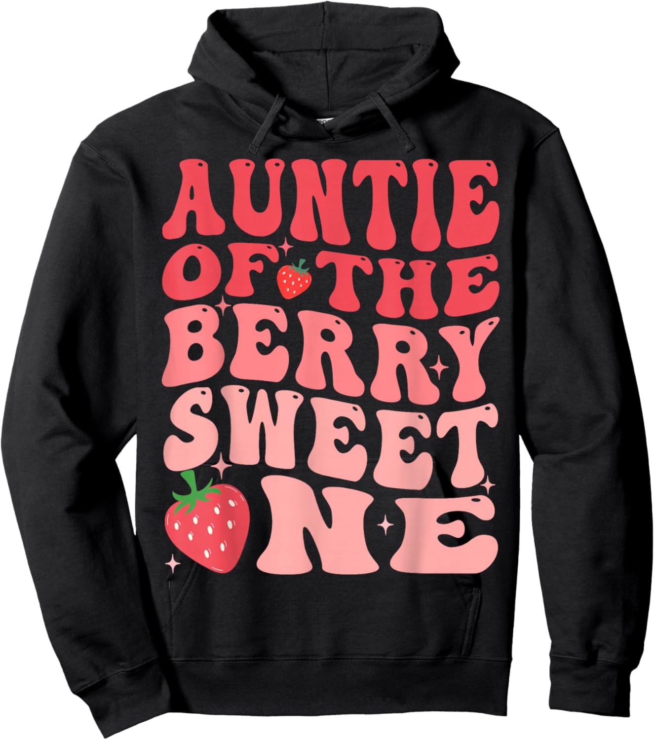 Auntie Of The Berry Sweet One 1st Birthday Strawberry Hoodie - Hoodie | Black