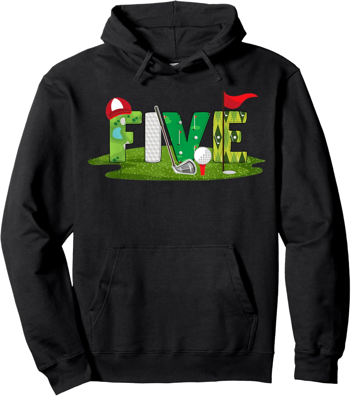 5th Birthday Golf Theme 5 Year Old Kids Sport Party Hoodie - Hoodie | Black