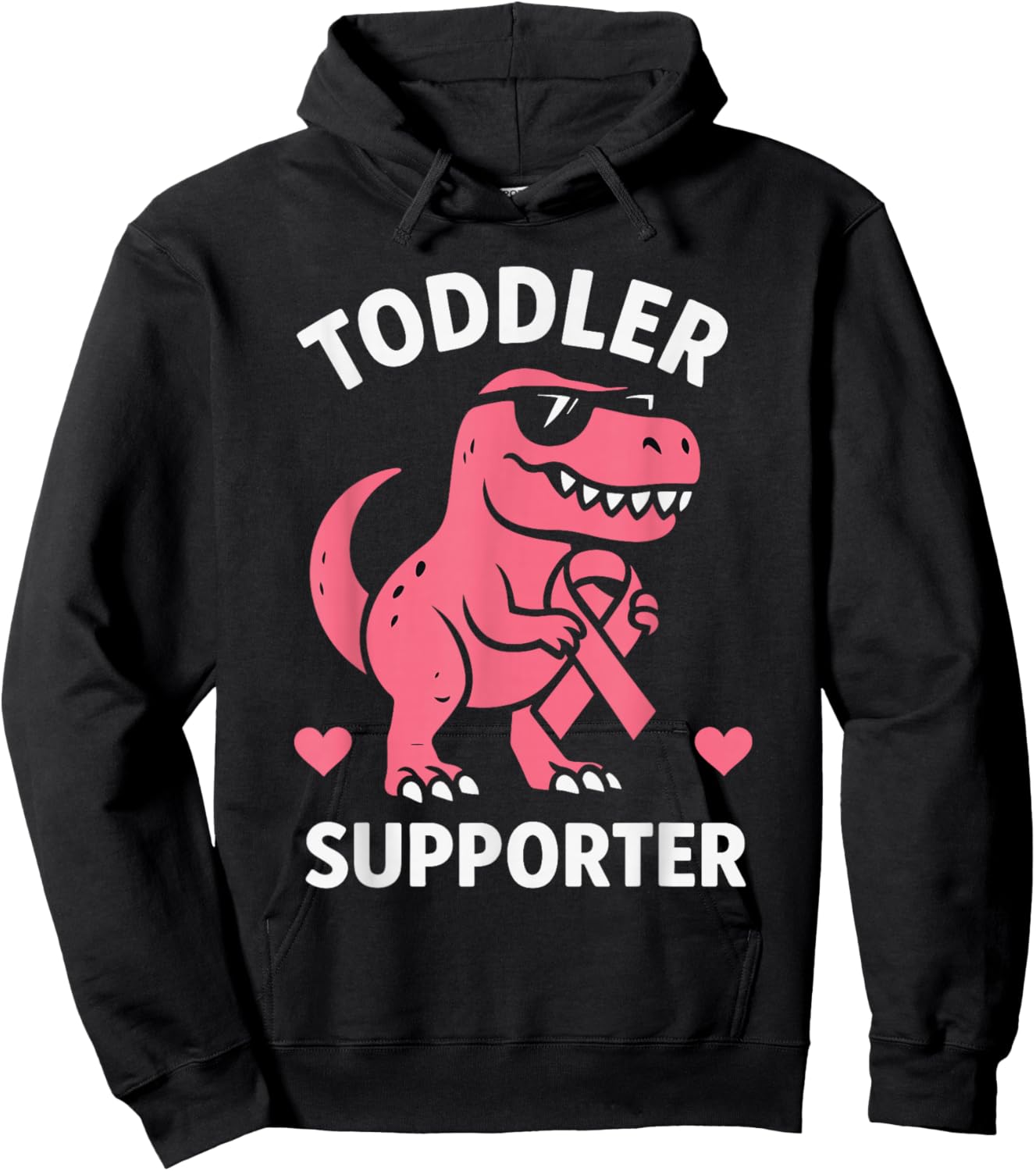 Toddler Supporter Breast Cancer Awareness Boys T-Rex Hoodie - Hoodie | Black