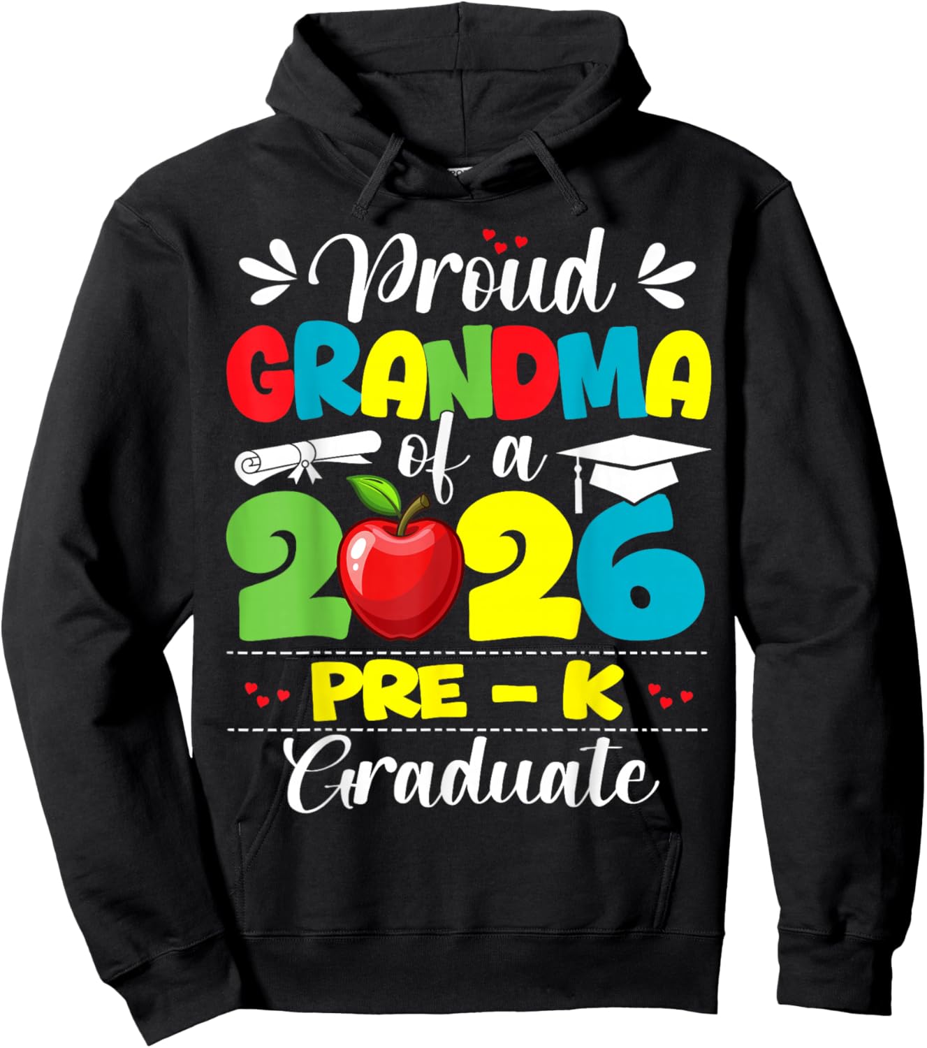 Proud Grandma of 2026 Pre-K Graduate Mothers Day Graduation Hoodie - Hoodie | Black
