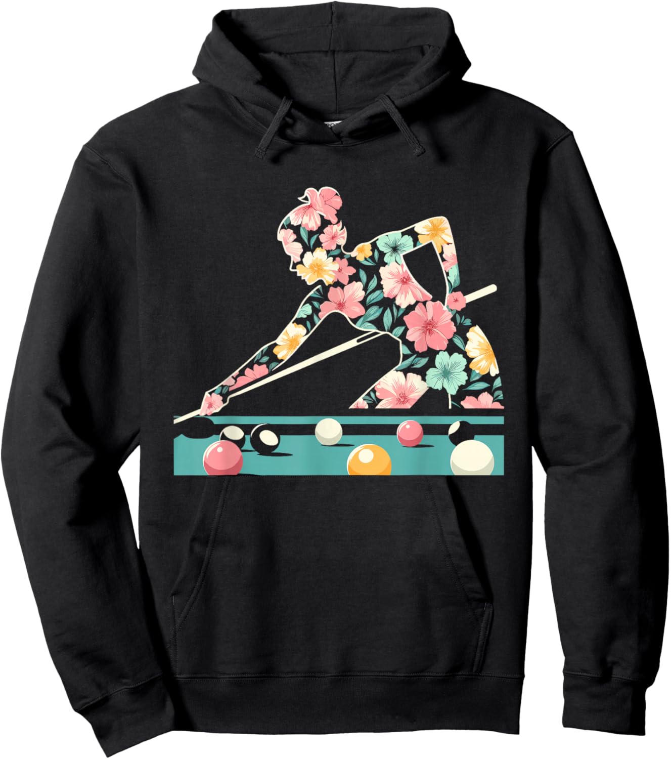 Floral FLower Billiards Billards Player Mothers Day Hoodie - Hoodie | Black