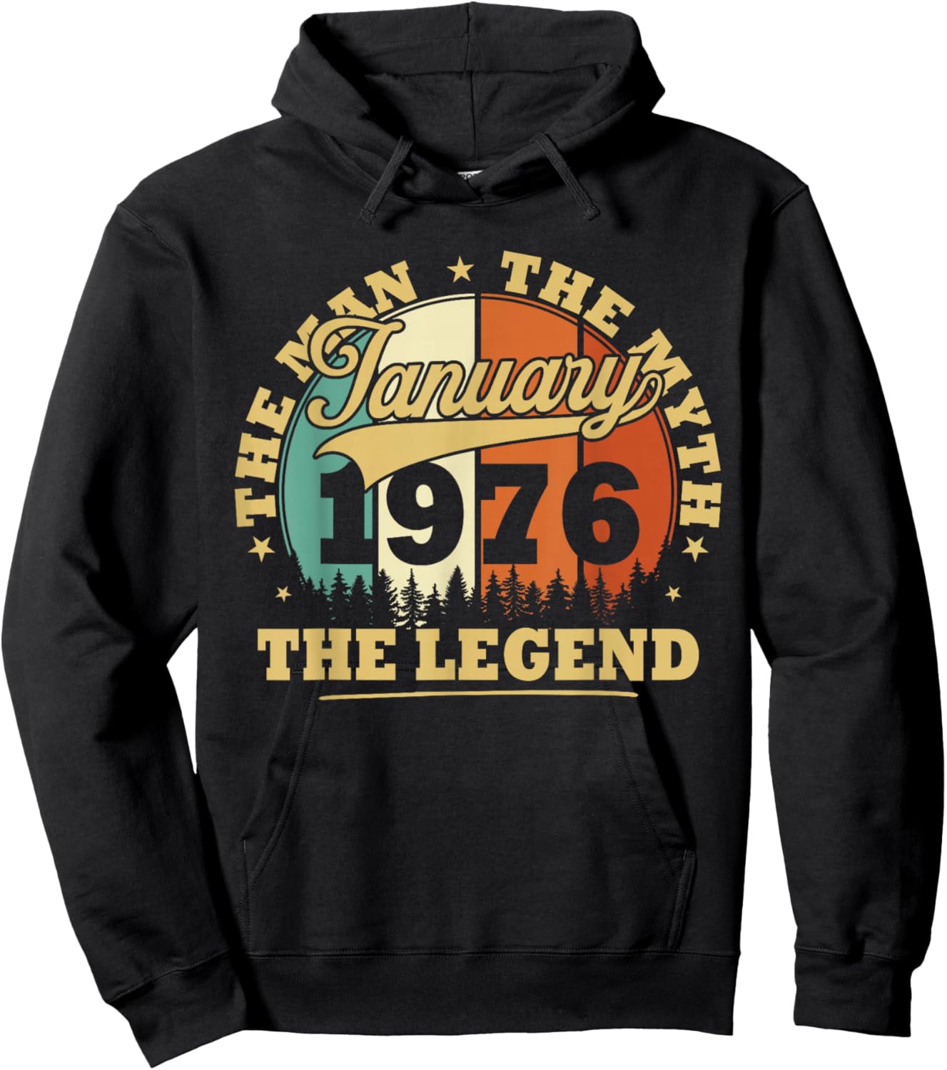 Humor Vintage 1976 January Gift 50 Years Birthday Hoodie - Hoodie | Black