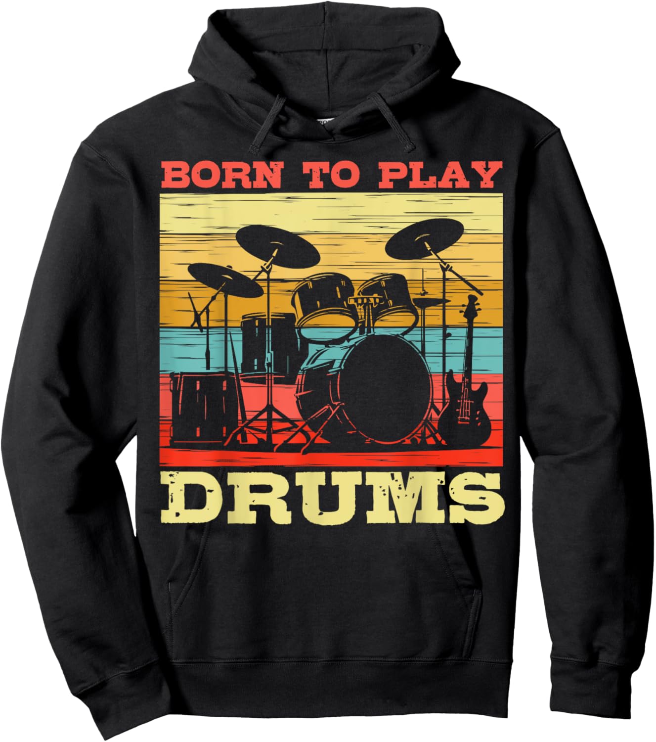 Born to Play Drums Vintage Music Lover Hoodie - Hoodie | Black