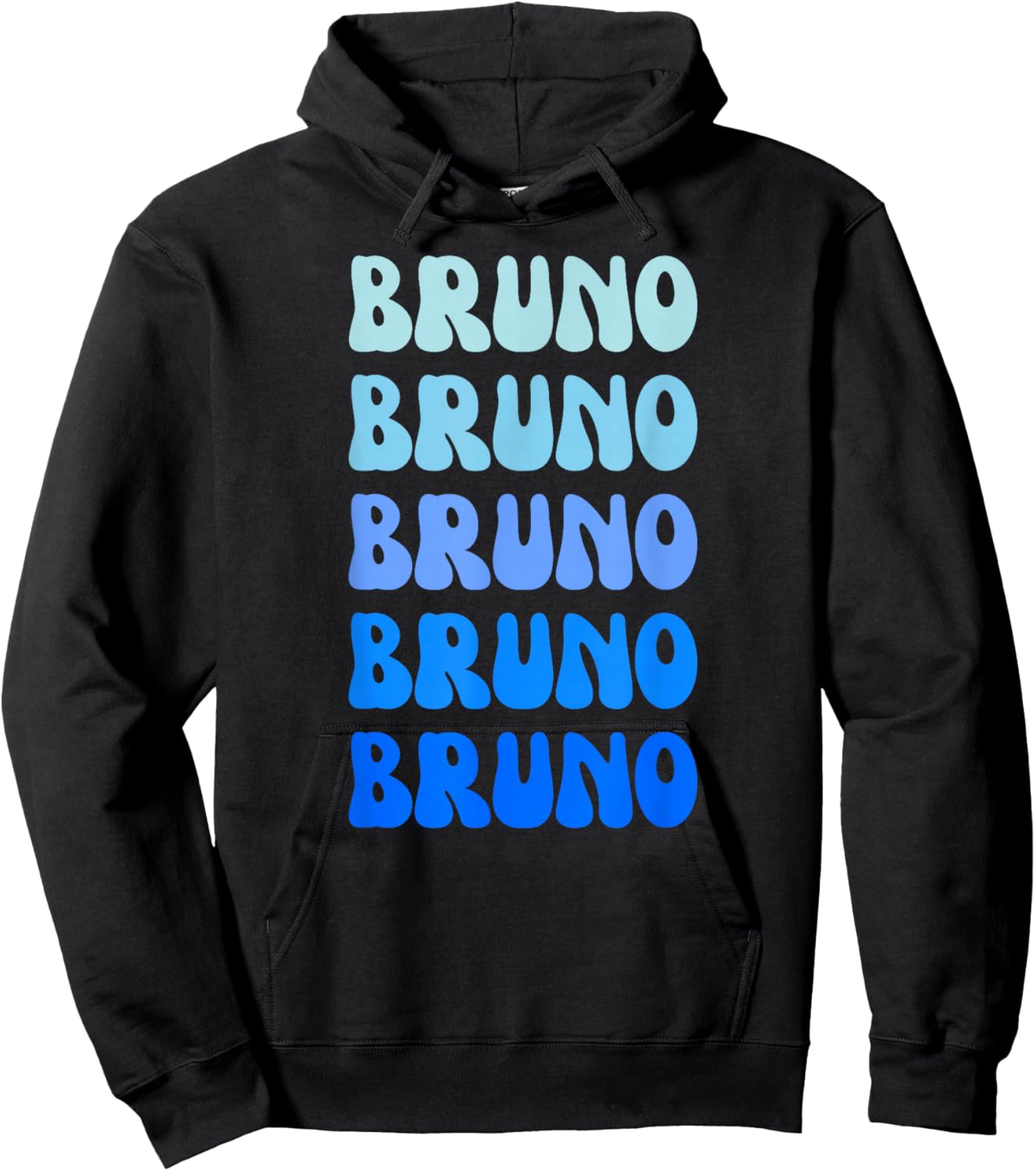 Bruno Retro Name Stack Design Hoodie - Hoodie | Black