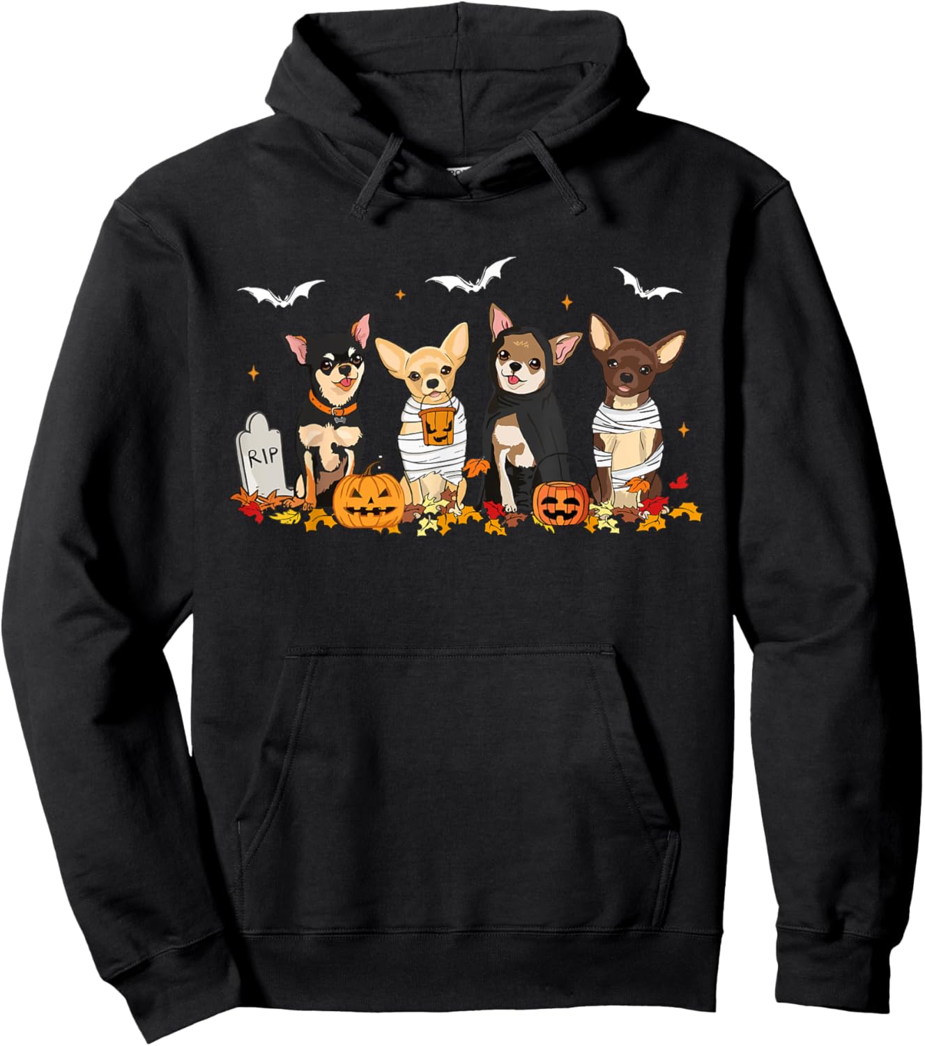 Funny Pumpkin Ghost Chihuahua Halloween Chihuahua Dog Mom Women Hoodie - Hoodie | Black