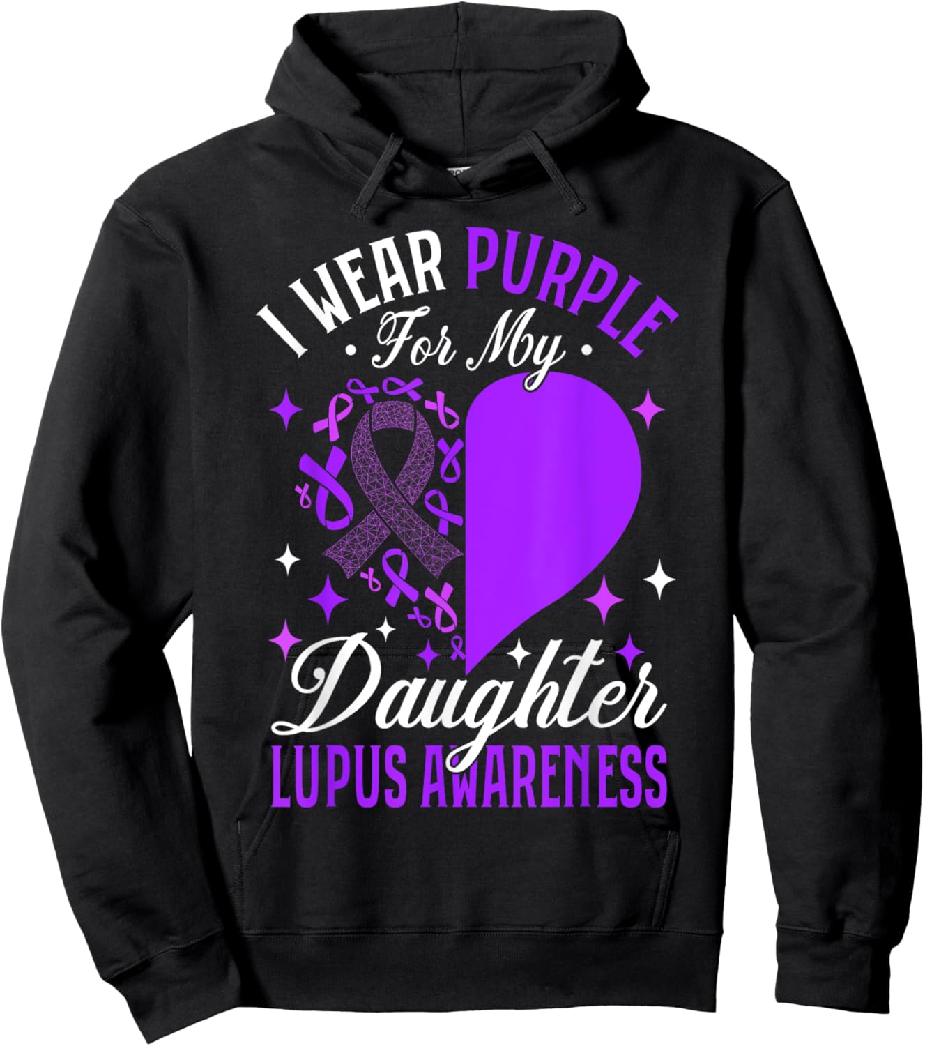 I Wear Purple For My Daughter Lupus Awareness Hoodie - Hoodie | Black