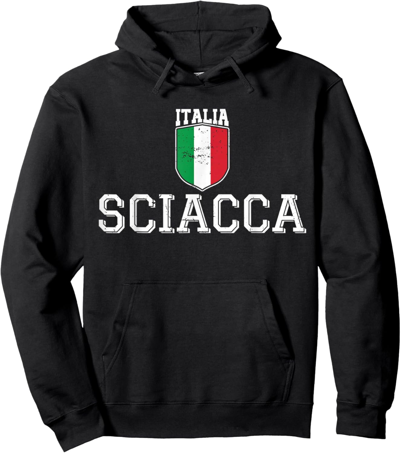 Sciacca Sicily Italia Italy Flag Sicilian Distressed Hoodie - Hoodie | Black