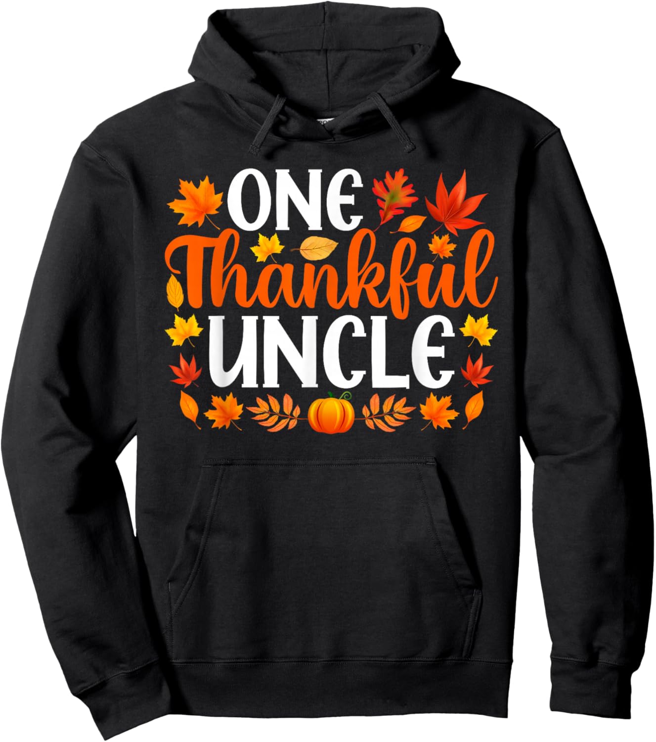 One Thankful Uncle Funny Fall Autumn Thanksgiving Hoodie - Hoodie | Black
