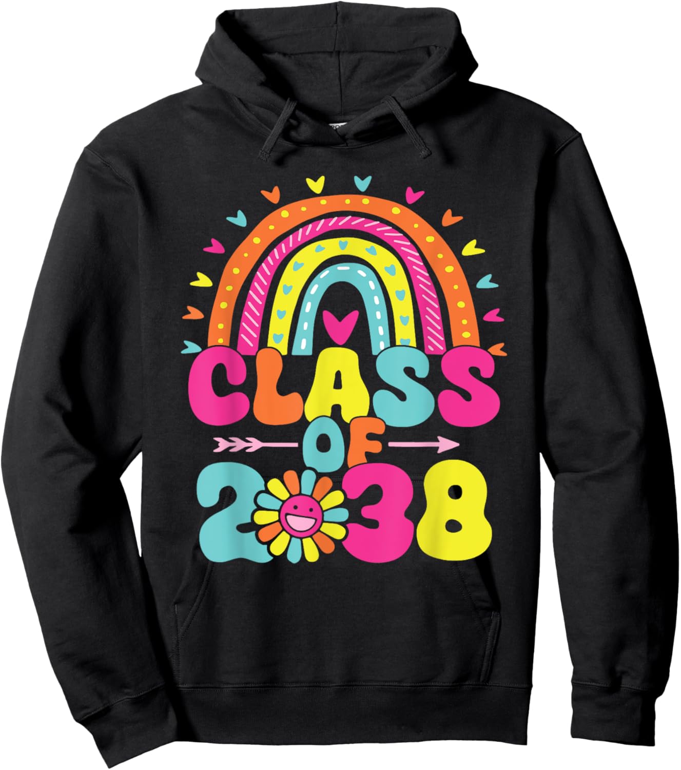 Class Of 2038 Retro Groovy Rainbow Grow Hoodie - Hoodie | Black