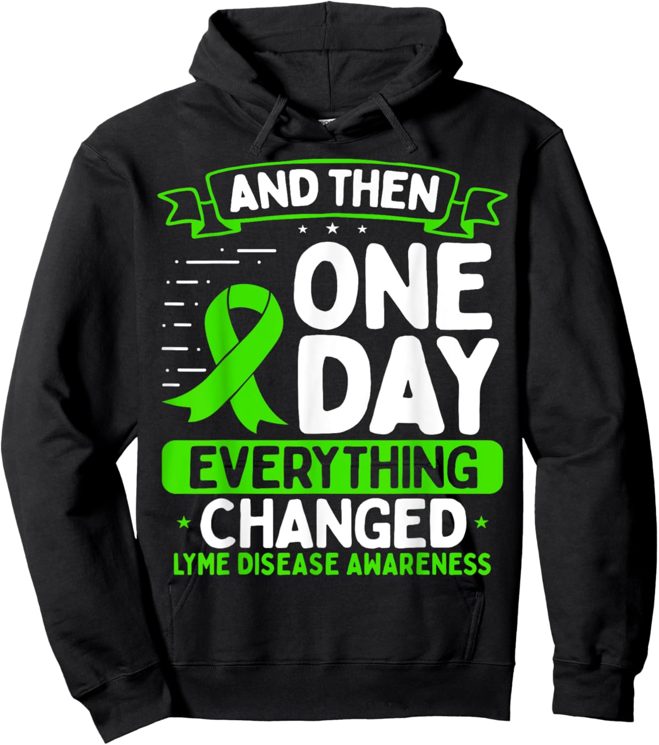 Lyme Disease Awareness Movement Warrior Survivor Ribbon Hoodie - Hoodie | Black