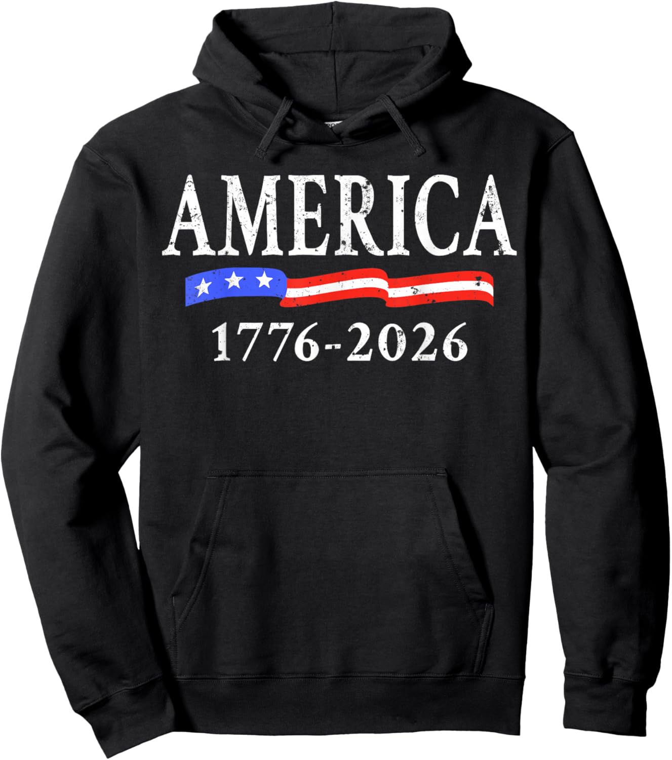 4th of July American Flag Vintage 250 Years 1776 2026 USA Hoodie - Hoodie | Black