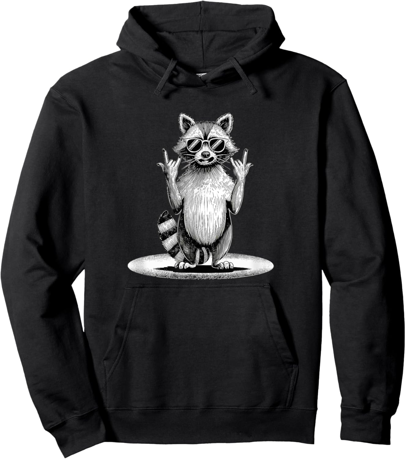 Retro Raccoon Rock Music Gifts Men Women Funny Raccoon Hoodie - Hoodie | Black