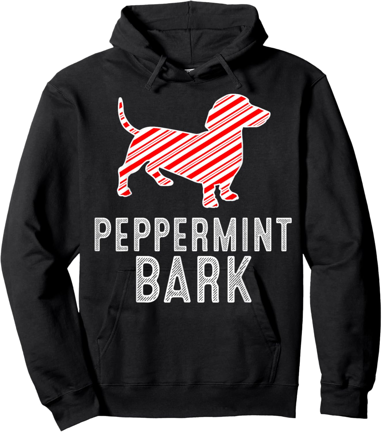 Dachshund Peppermint Bark Christmas Dog Lover Xmas Season Hoodie - Hoodie | Black