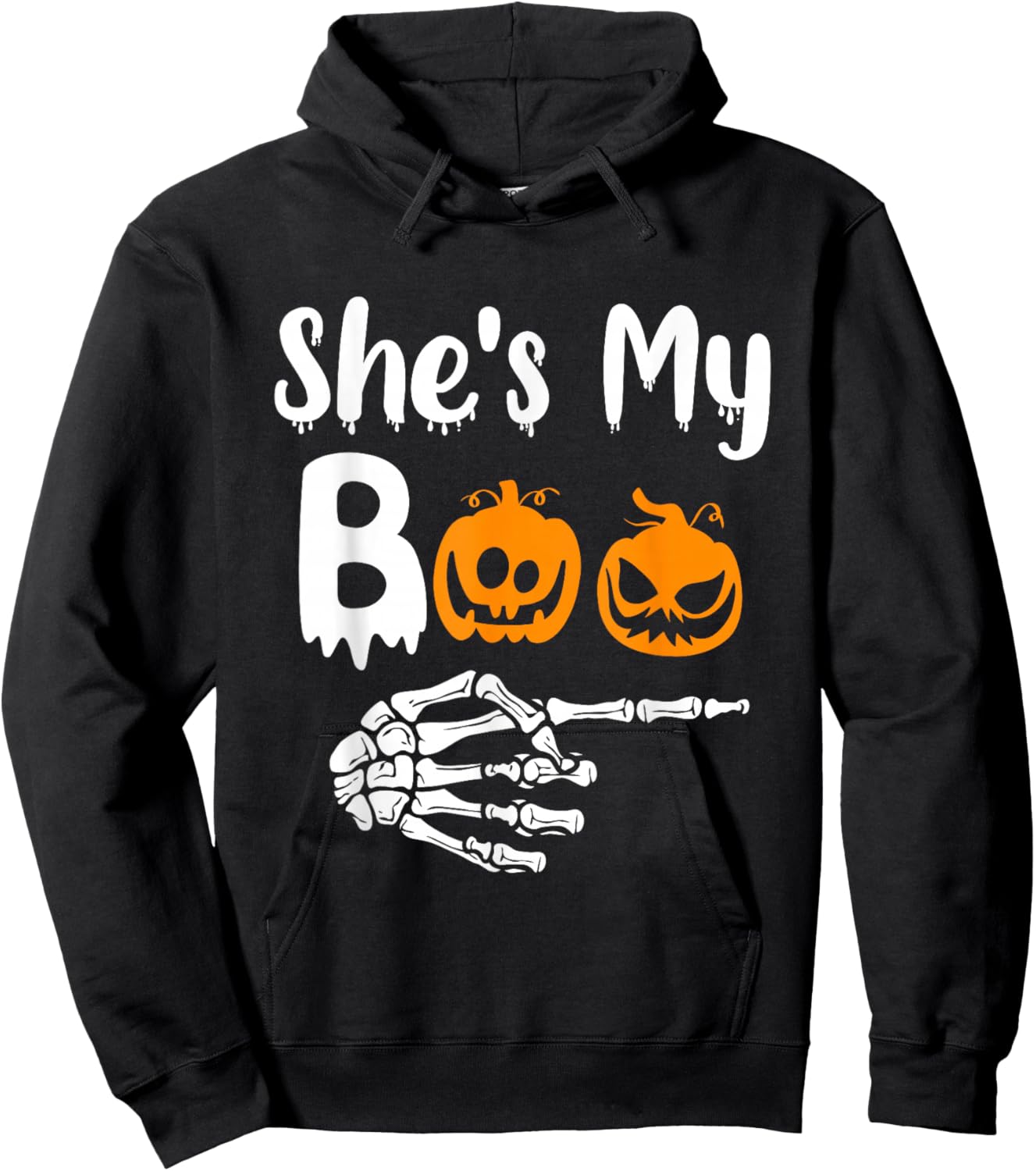 She's My Boo Matching Halloween Pajama Couples He's My Boo Hoodie - Hoodie | Black