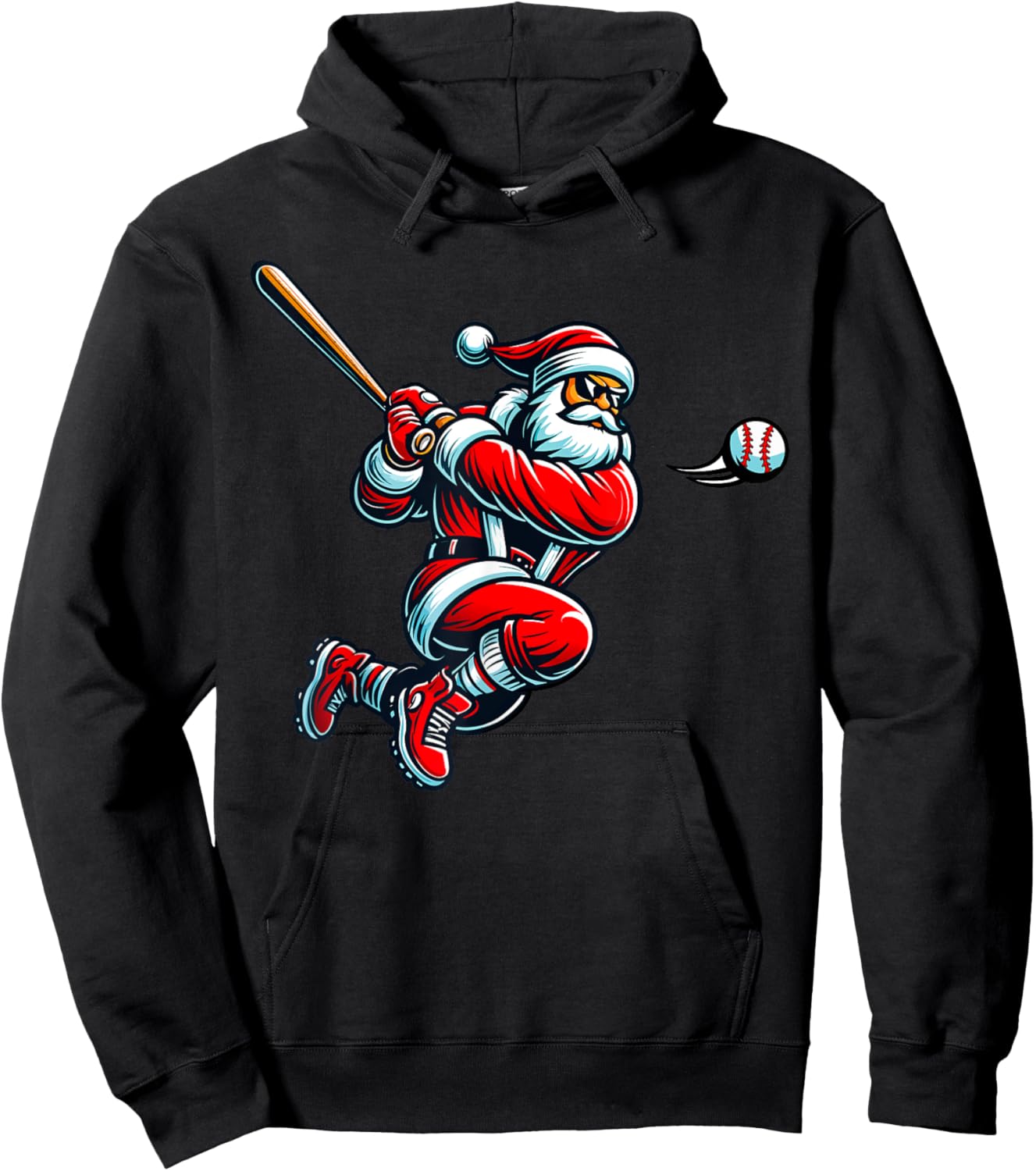 Santa Baseball Player Xmas Men Kids Boys Christmas Sports Hoodie - Hoodie | Black