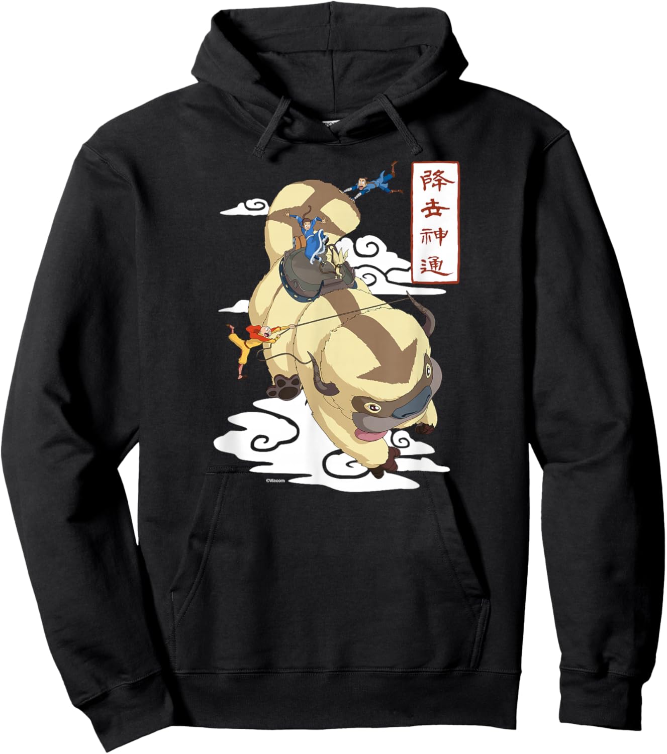 Avatar The Last Airbender - Aang Katara and Sokka on Appa Hoodie - Hoodie | Black