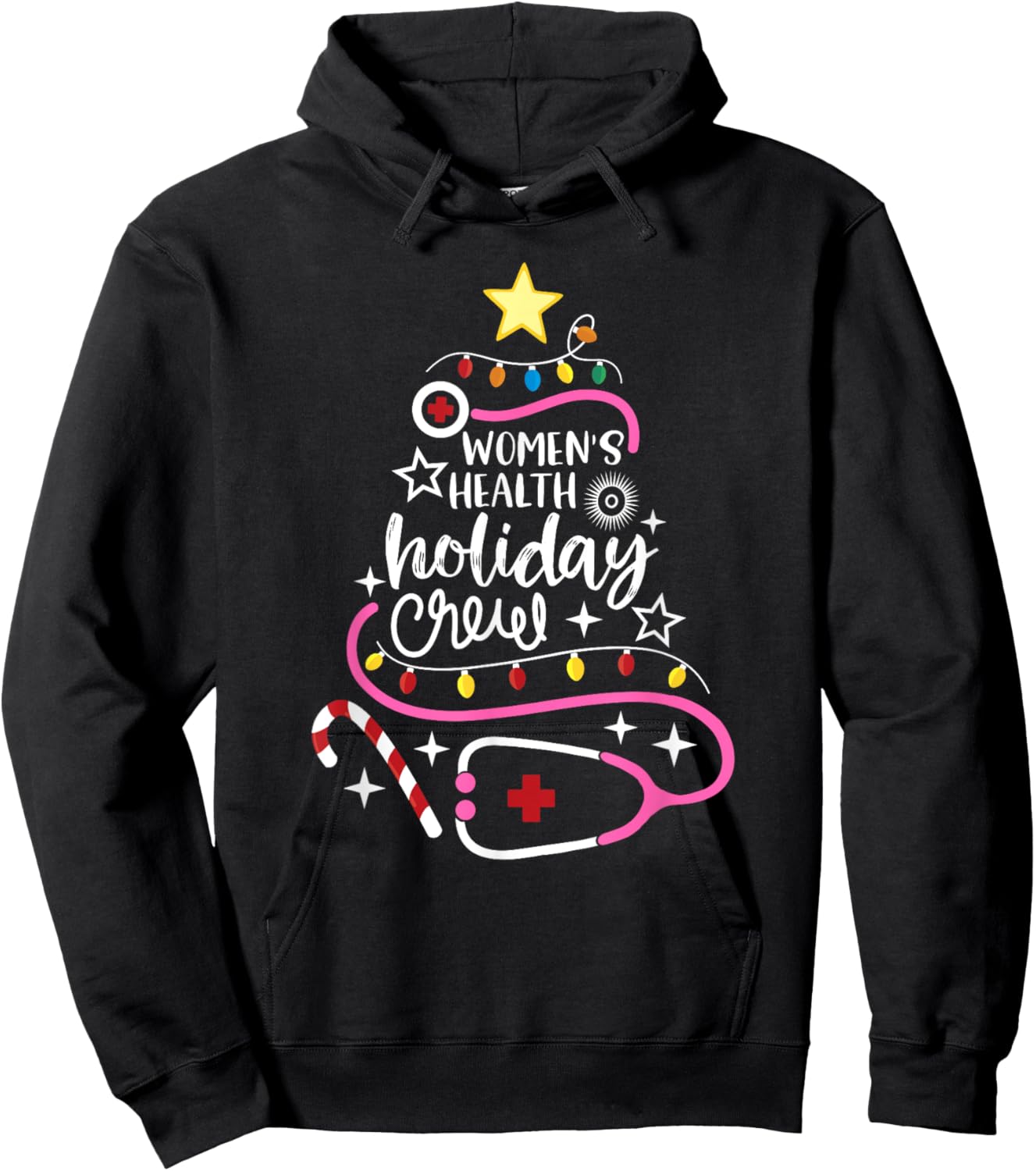 Women's Health Holiday Crew Xmas OB-GYN Nurse Secretary Hoodie - Hoodie | Black