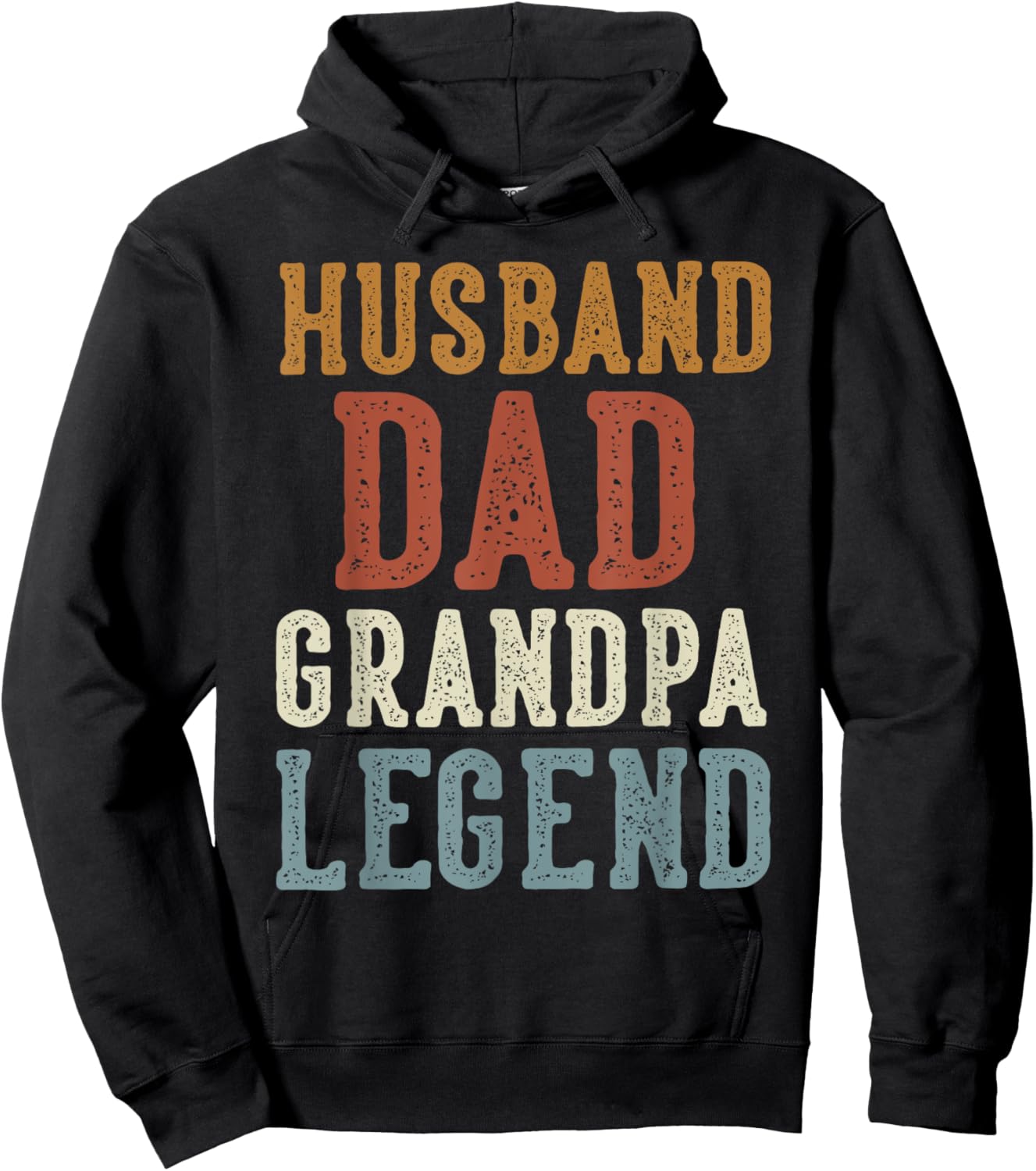 Husband Dad Grandpa Legend - Classic Retro Distressed Hoodie - Hoodie | Black
