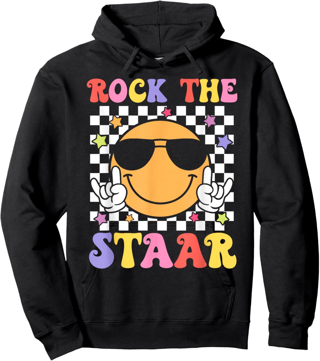 Smile Face Groovy Teacher Hoodie - Hoodie | Black