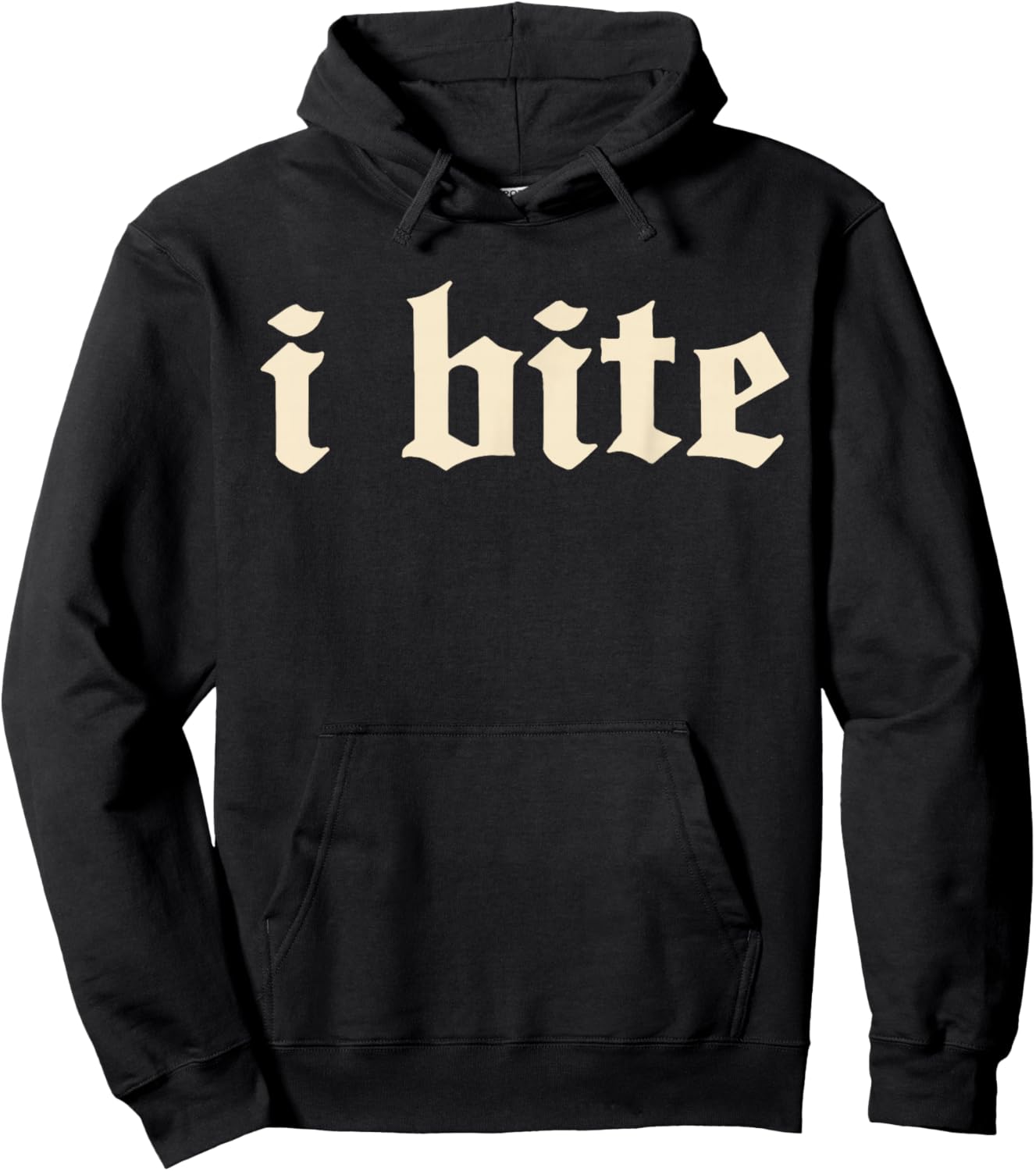 I Bite Gothic Text Minimal Statement Design Hoodie - Hoodie | Black