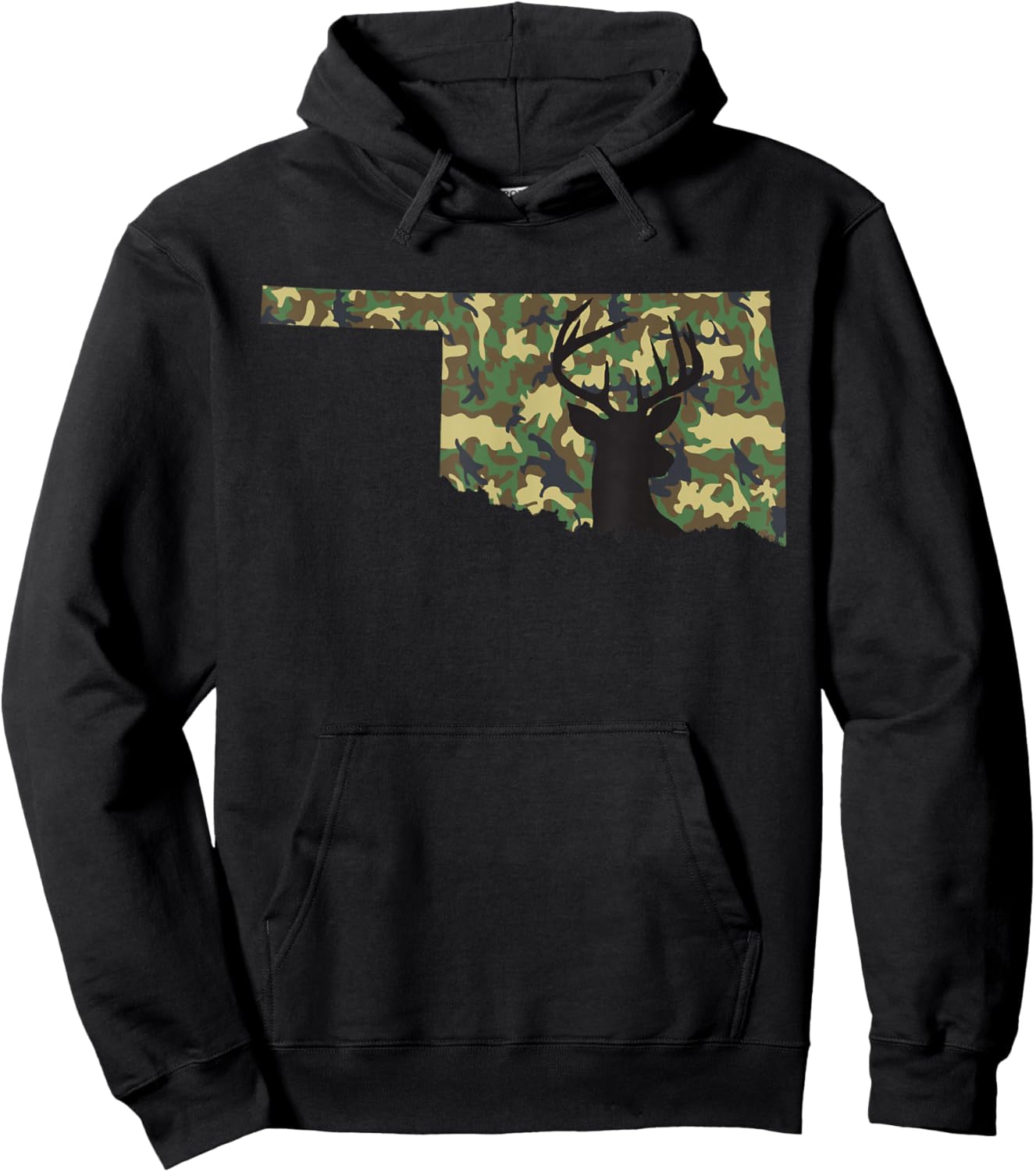 Deer Hunter Camouflage Hunting Safety Orange State Oklahoma Hoodie - Hoodie | Black