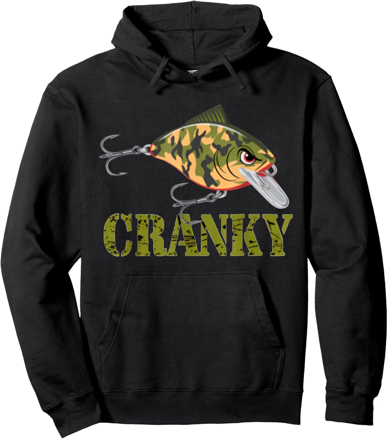 Cranky Camo Crankbait Fishing Fathers Day Hoodie - Hoodie | Black