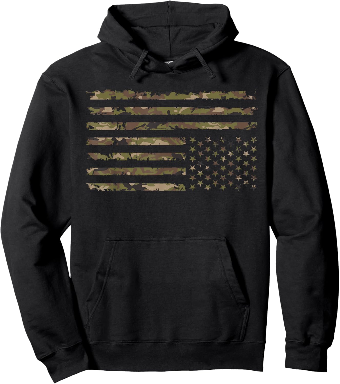 Upside down American flag, vintage upside down USA flag Camo Hoodie - Hoodie | Black