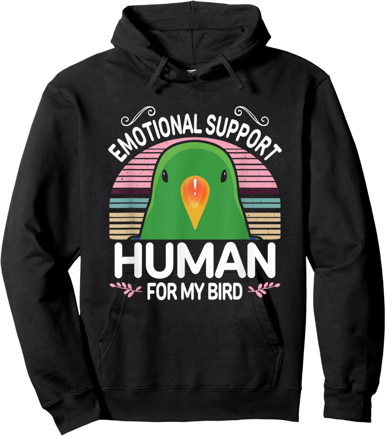 Male Eclectus Parrot Emotional Support Human, Funny Bird ESA Hoodie - Hoodie | Black