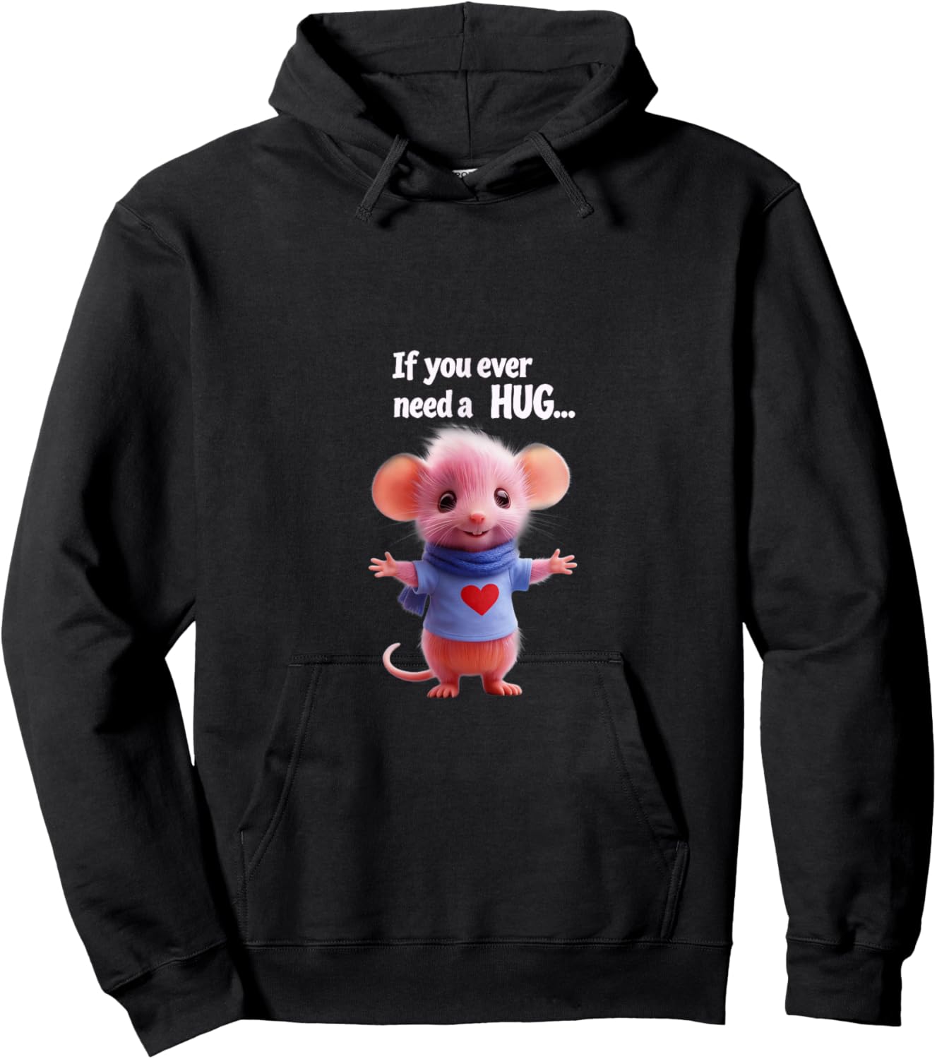 Cute Mousy Hug Hoodie - Hoodie | Black