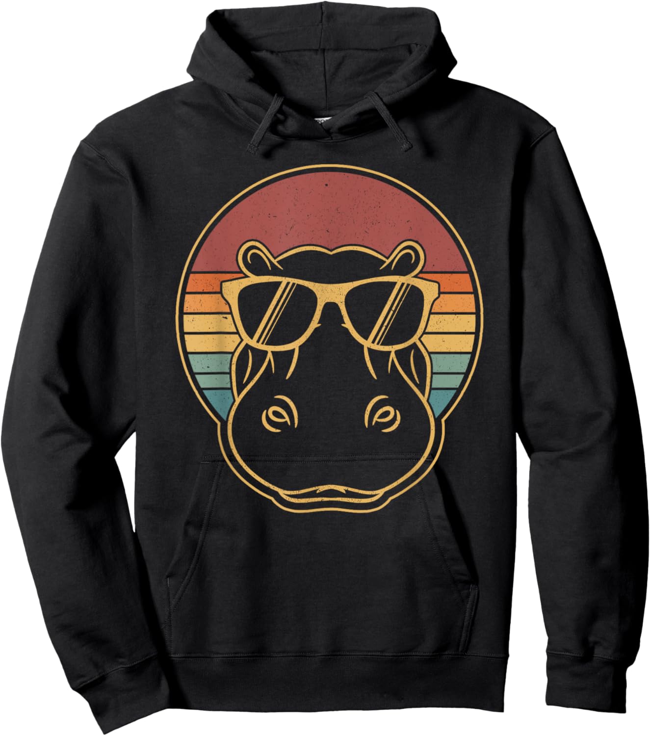 Hippopotamus Sunglass - Sunset Hippo Lover Girl Boys Women Hoodie - Hoodie | Black
