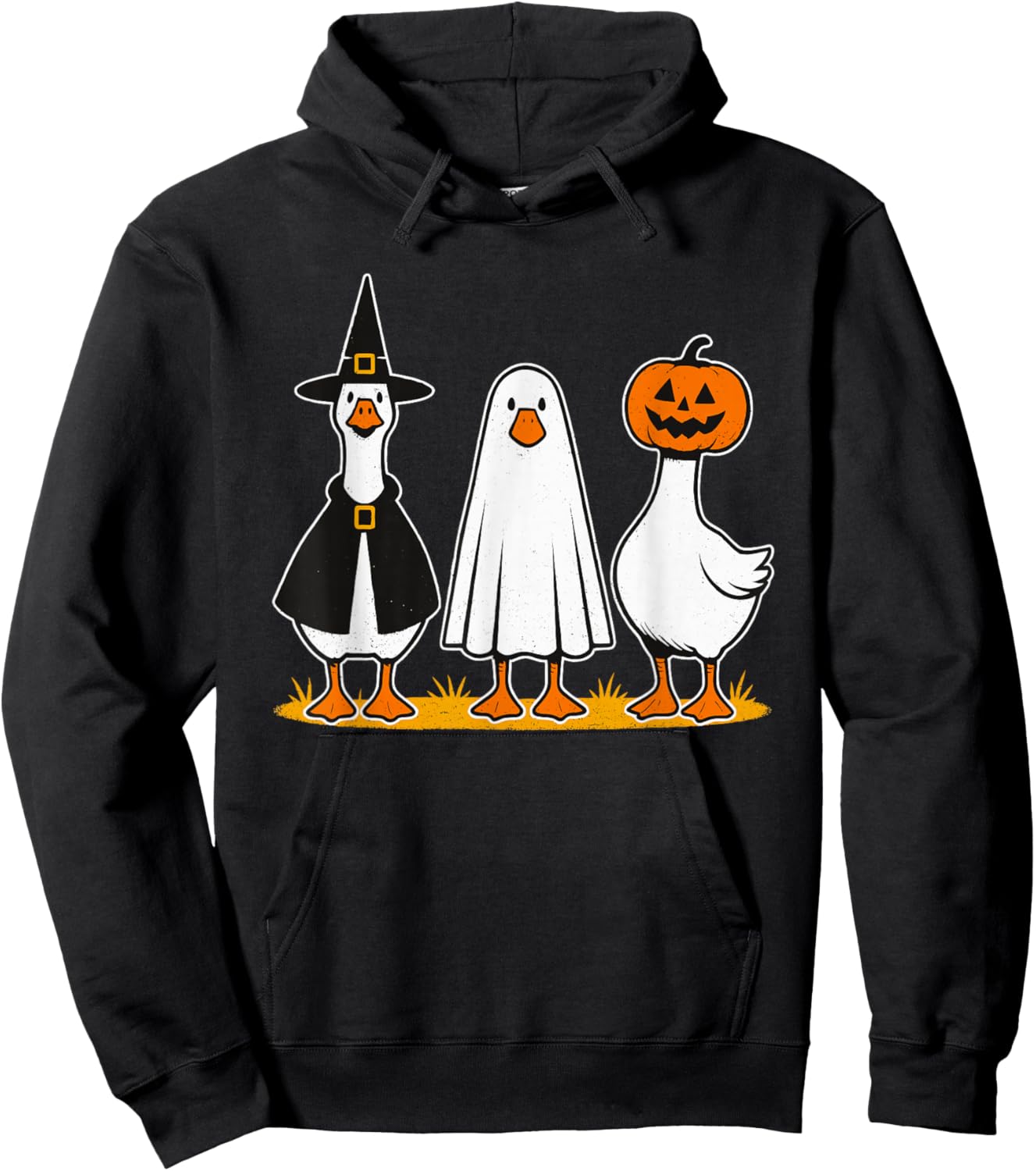 Goose Witch Ghost Pumpkin Men Women Kids Funny Halloween Hoodie - Hoodie | Black