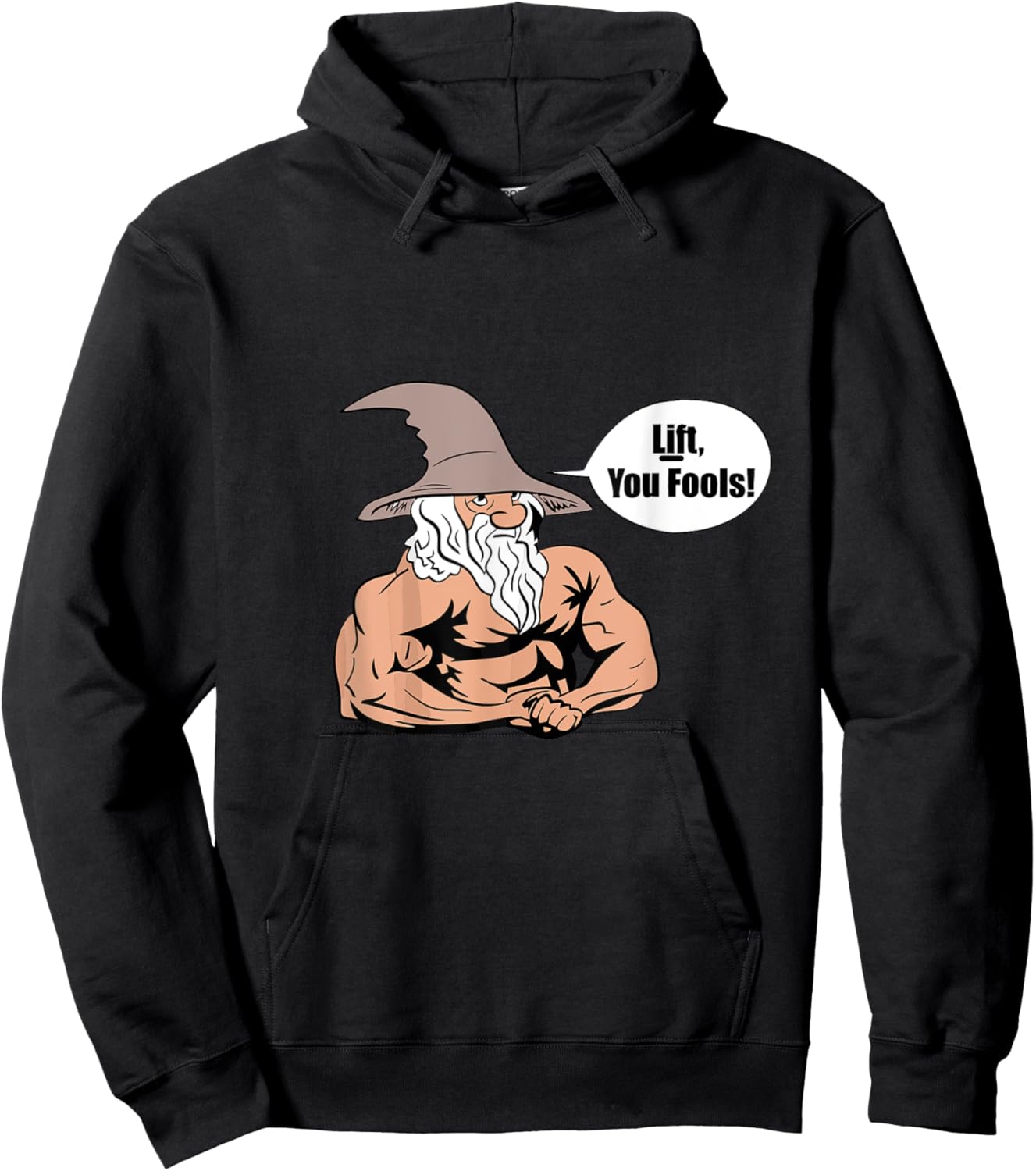 LUS41 Family Gifts Co. Men's Gym , Black, Small, Short Sleeve, Classic Fit, Cotton Blend, Unique Graphic Design, Lift You Fools Wizard Motive Hoodie - Hoodie | Black