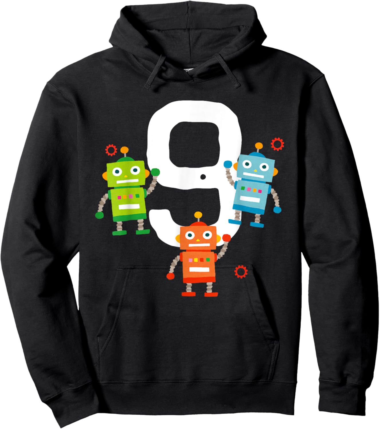 9 Year Old Robot Birthday Boy Party Funny Robotics Hoodie - Hoodie | Black