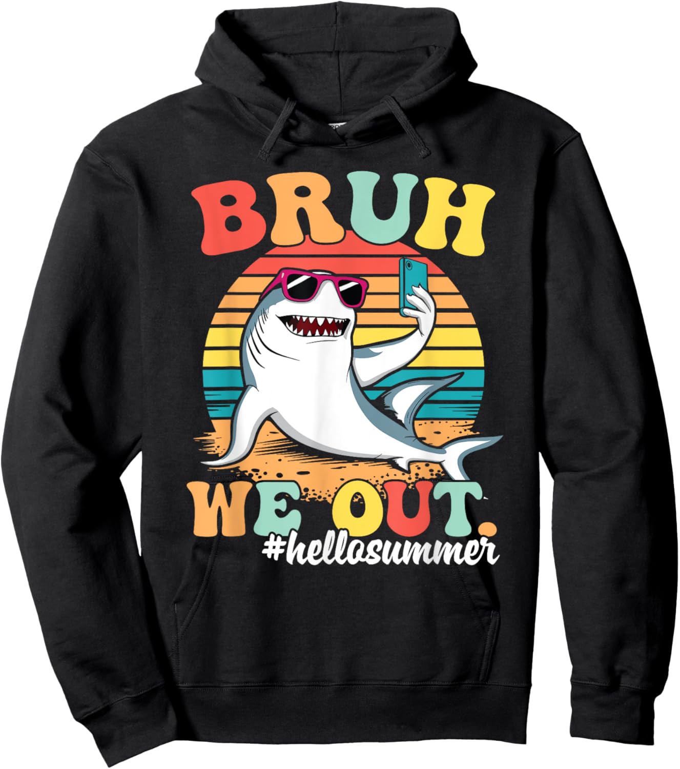 Happy Last Day Of School Bruh Funny Student Retro Groovy Hoodie - Hoodie | Black