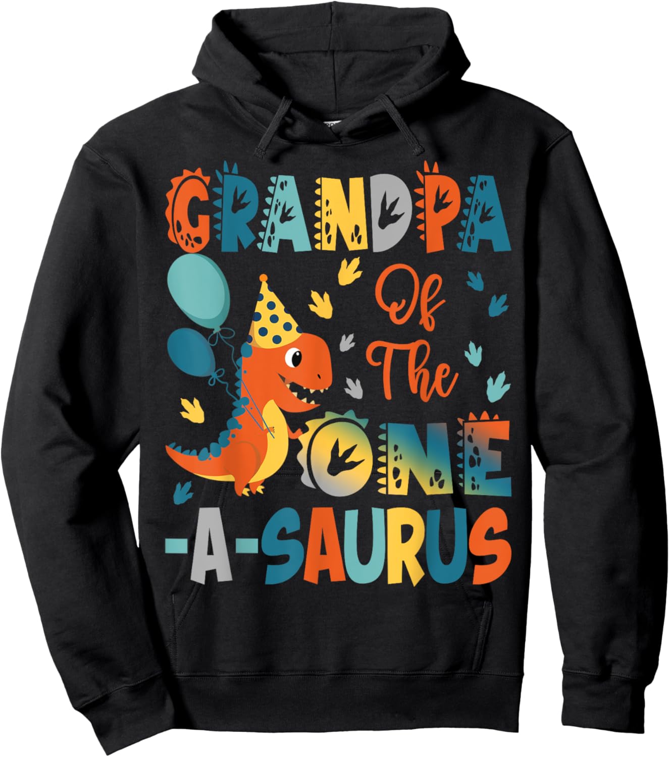 Grandpa Of The One-A-Saurus 2Nd Birthday Dinosaur Party Hoodie - Hoodie | Black