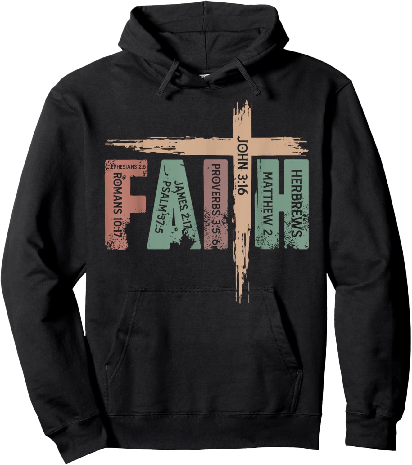 Retro Christian Faith Bible Verse Religious Christian Cross Hoodie - Hoodie | Black
