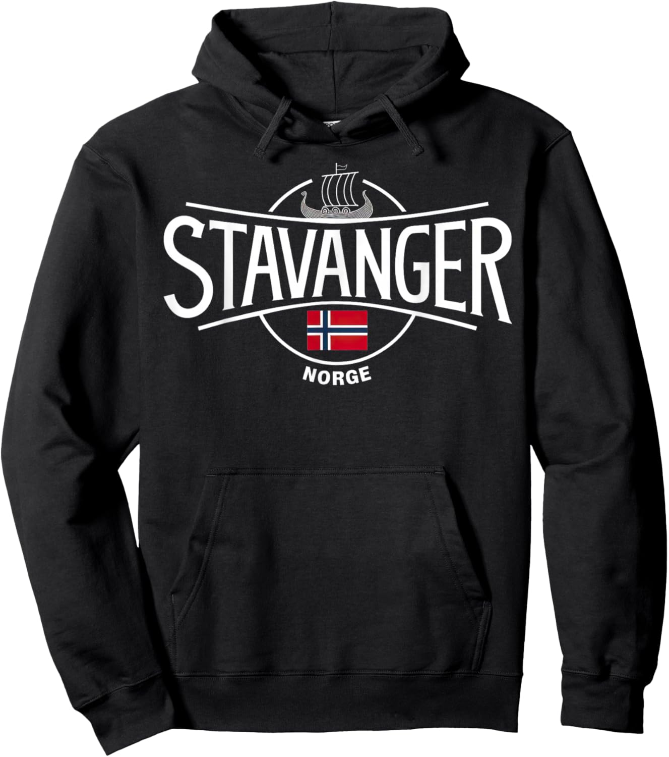 Stavanger Norge Norwegen Stadt Wikinger Schiff Hoodie - Hoodie | Black