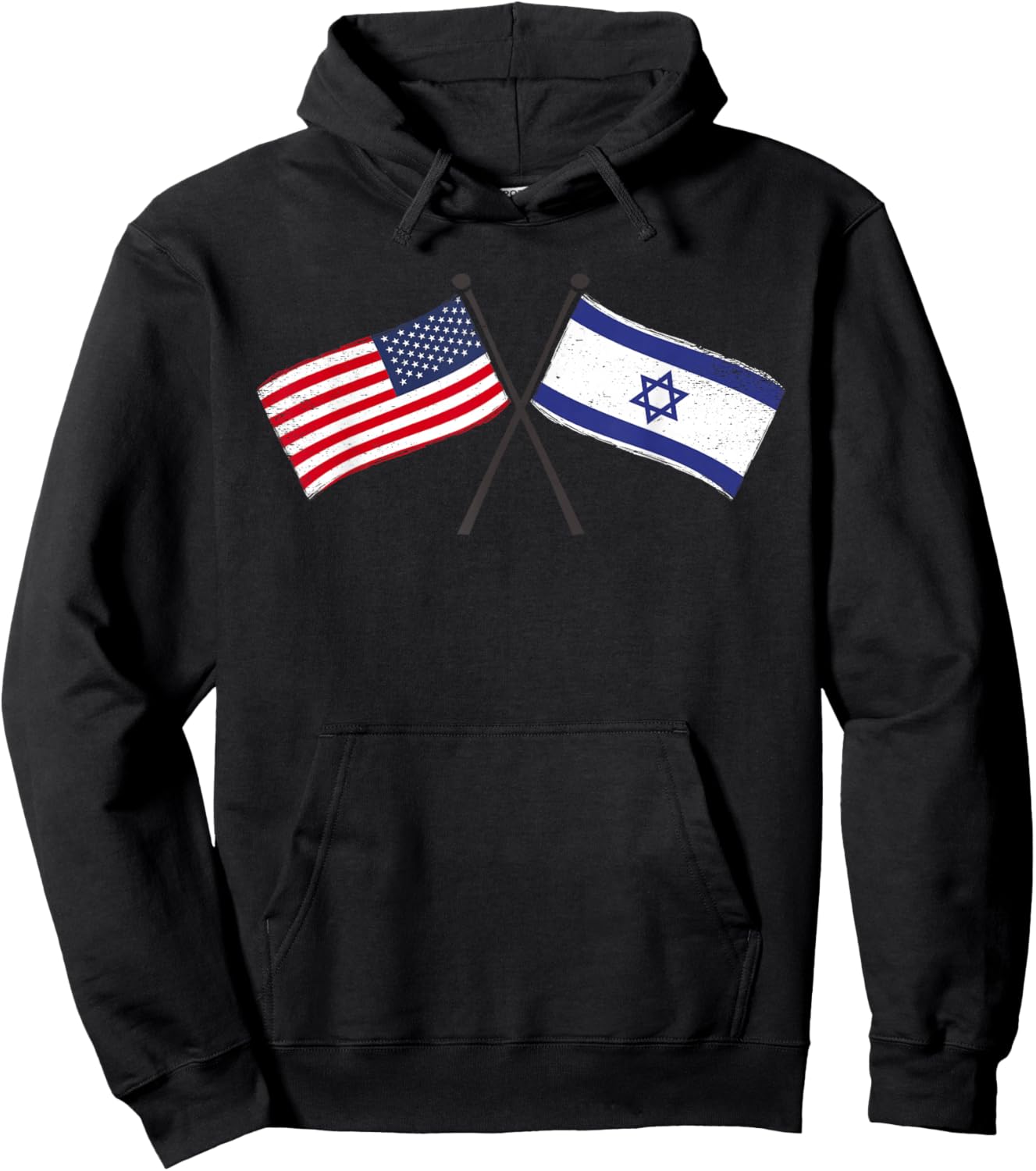 USA Israel Crossed Flags American Israeli Friendship Hoodie - Hoodie | Black